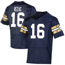 Men's Under Armour Anthony Rezac Notre Dame Fighting Irish Premier Navy Replica 2021 Shamrock Series Football Jersey