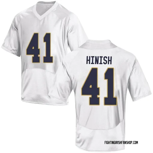 Men's Under Armour Donovan Hinish Notre Dame Fighting Irish Game White Football College Jersey