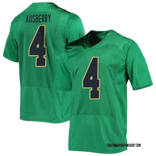 Men's Under Armour Jaiden Ausberry Notre Dame Fighting Irish Replica Green Football Jersey