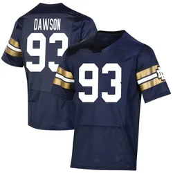 Men's Under Armour Jared Dawson Notre Dame Fighting Irish Premier Navy Replica 2021 Shamrock Series Football Jersey