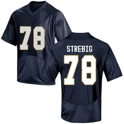 Men's Under Armour Owen Strebig Notre Dame Fighting Irish Game Navy Blue Football College Jersey