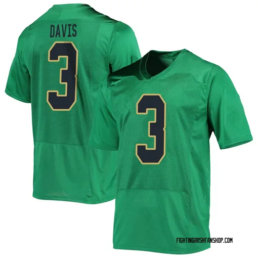 Youth Under Armour Avery Davis Notre Dame Fighting Irish Replica Green Football Jersey