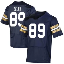 Youth Under Armour Charlie Selna Notre Dame Fighting Irish Premier Navy Replica 2021 Shamrock Series Football Jersey