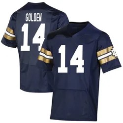 Youth Under Armour Dallas Golden Notre Dame Fighting Irish Premier Gold Replica Navy 2021 Shamrock Series Football Jersey