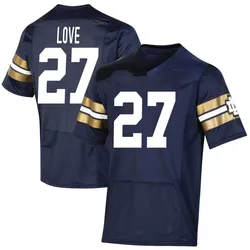 Youth Under Armour Julian Love Notre Dame Fighting Irish Premier Navy Replica 2021 Shamrock Series Football Jersey