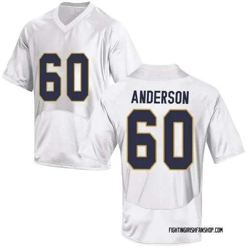 Youth Under Armour Max Anderson Notre Dame Fighting Irish Game White Football College Jersey